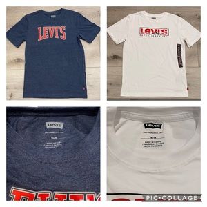 Bundle of 2 Levi's Boys Logo Graphic Tee, Blue & White, Size L(14/16), New!